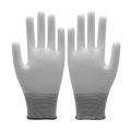 Knit Pu Palm Coated Assembly Inspection Anti-static Work Gloves Carbon Fiber Polyester General Purpose White OEM